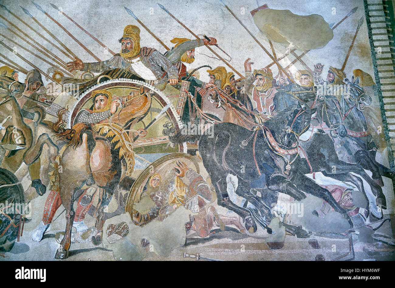 Le roi Darius de la mosaïque romaine de la bataille entre Alexandre le Grand et le roi Perse Darius, 120-125 avant J.-C., Casa del Fauno, Pompéi, Naples, 7847 inv. Banque D'Images