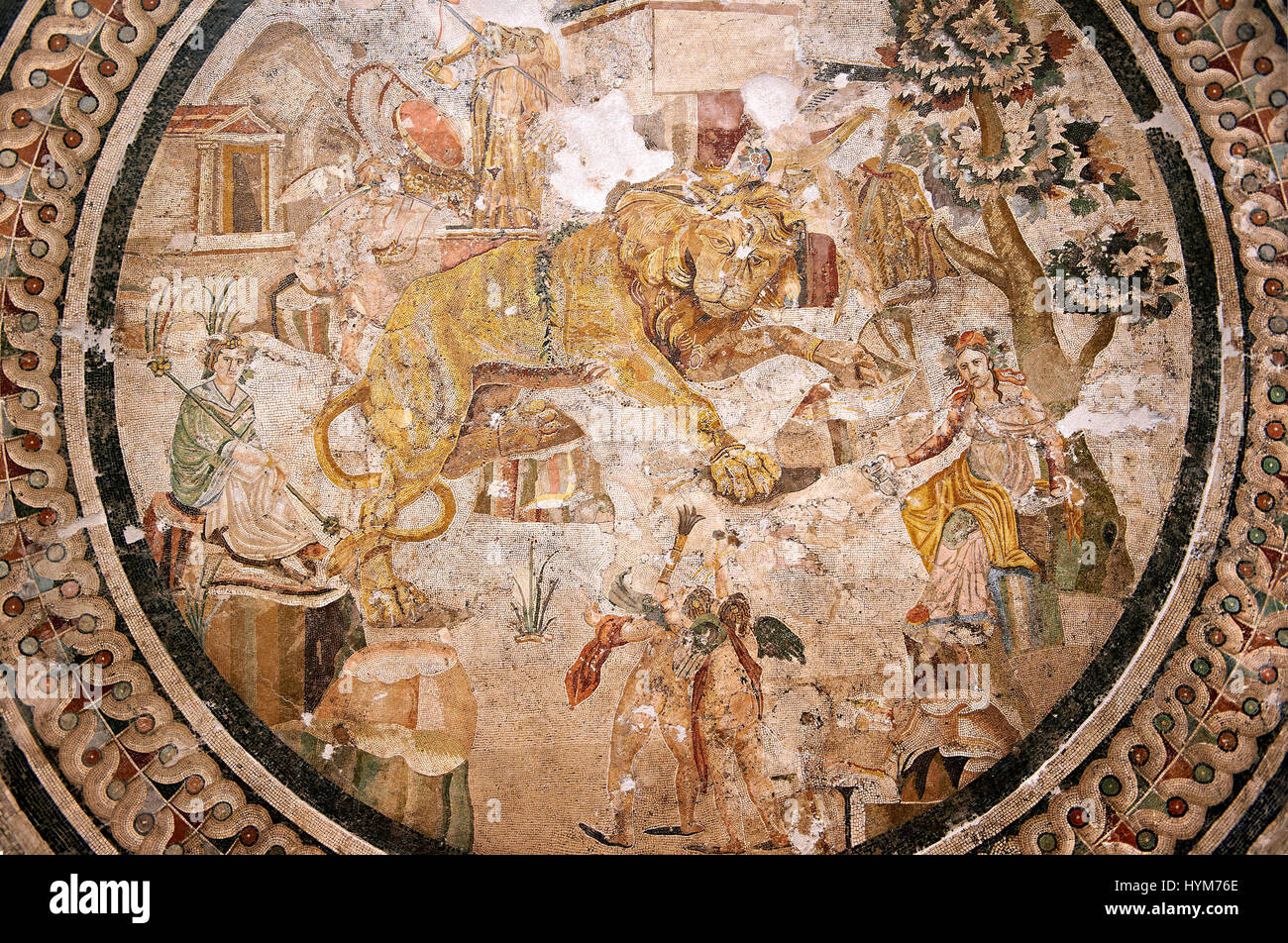 Mosaïque romaine d'une procession mythique, Pompéi, Naples, Italie Musum archéologique Banque D'Images
