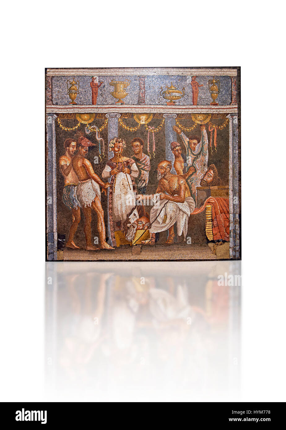 Mosaïque romaine d'acteurs provenant de la Casa del poète tragique (VI 8, 3), Pompéi, 9986 inv. Naples, Italie Musum archéologique Banque D'Images