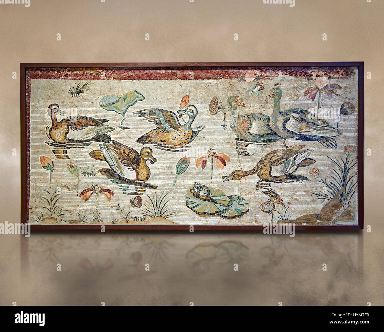 Mosaïque romaine de canards de Pompéi, Naples, Italie Musum archéologique Banque D'Images