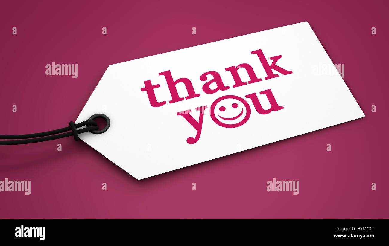 Merci de signer et de remercier le client texte une phrase sur une étiquette en papier tag 3D illustration. Banque D'Images