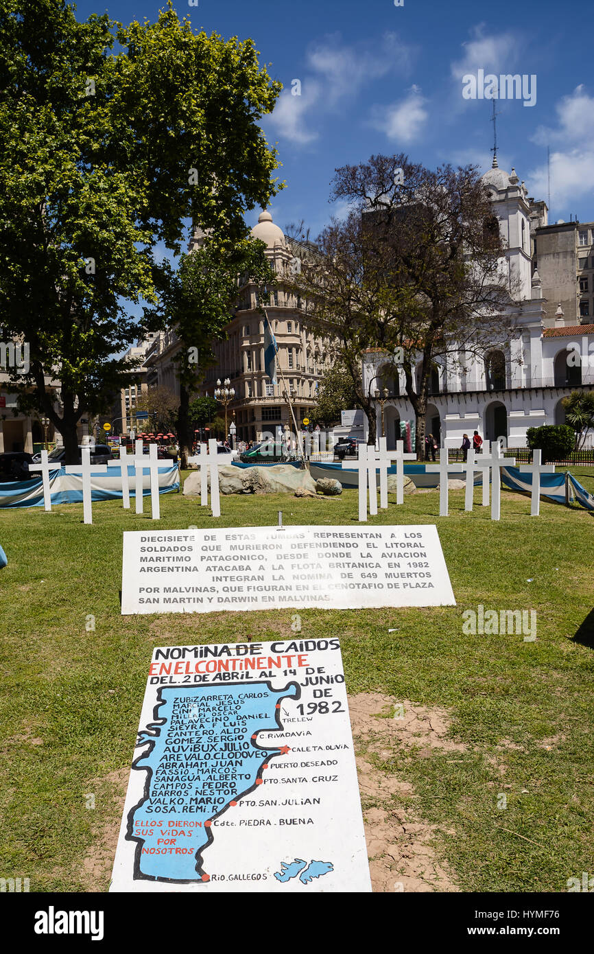 Buenos Aires, Argentine - 30 octobre 2016 : Mémorial de l'armée déchue dans la guerre pour les Malouines en 1982 à Buenos Aires Banque D'Images