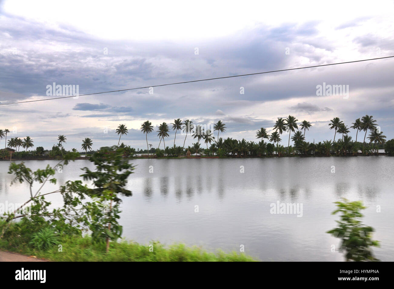 Kerala réflexion de cococotier dans les eaux intérieures. Ingrédients qui attirent les touristes de partout dans le monde. (Photo Copyright © Saji Maramon) Banque D'Images