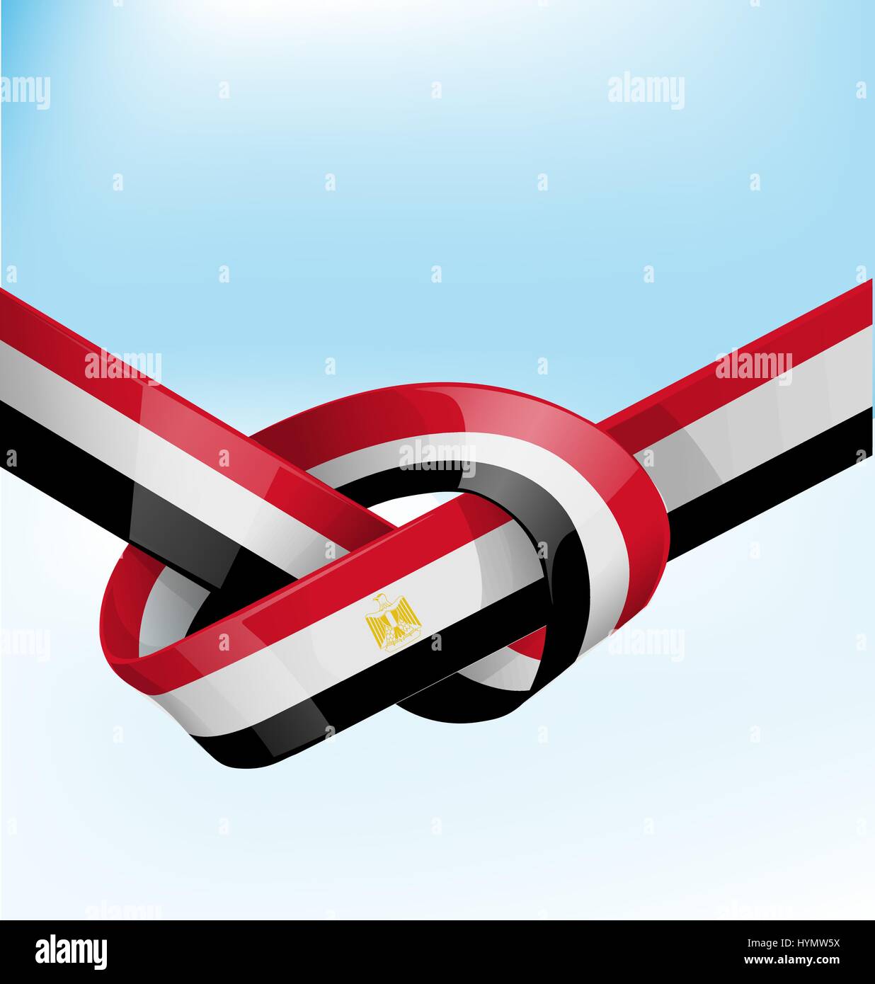 L'Égypte drapeau ruban sur fond de ciel bue Illustration de Vecteur