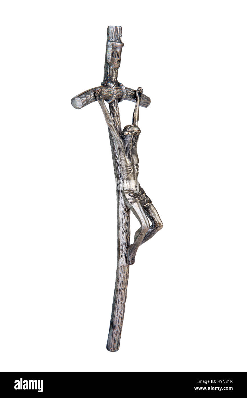 Le Crucifix Croix tordue, qui utilisait le Pape Jean Paul II, side view Banque D'Images