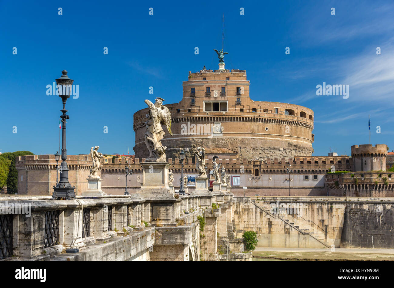 Vue sur Castel Sant'Angelo à Rome, Italie Banque D'Images