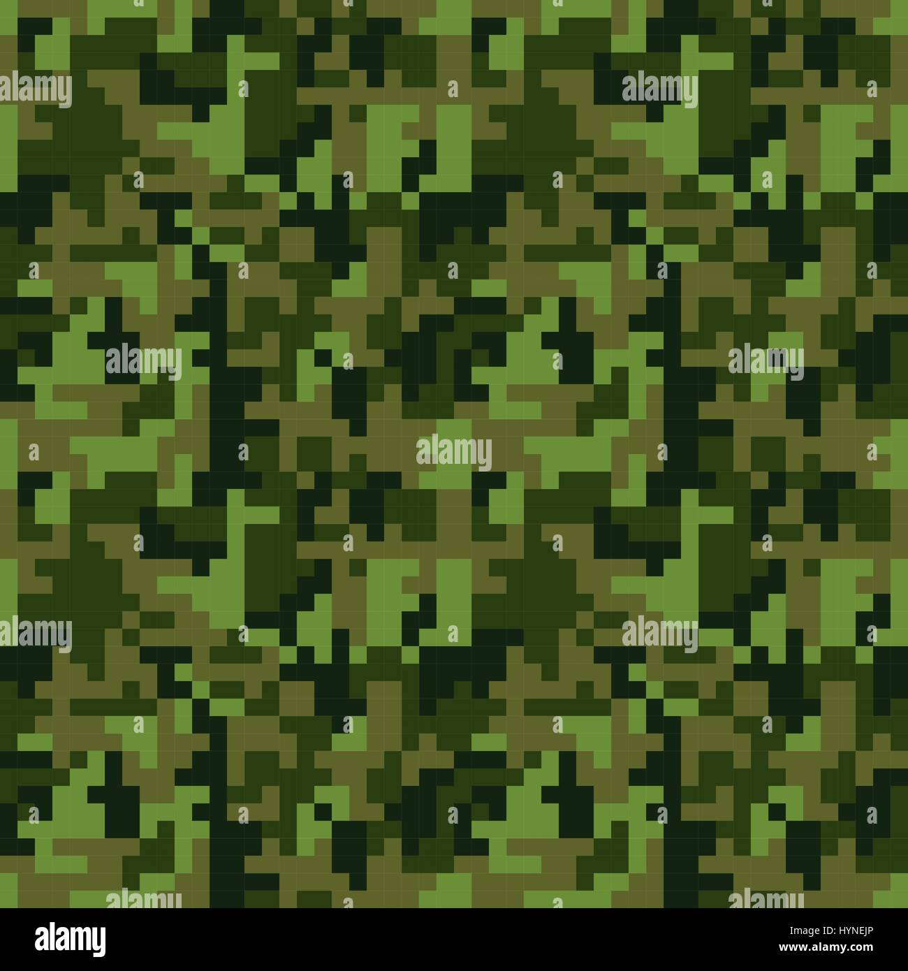 Camo Pixel modèle homogène. Forêt vert camouflage. Illustration de Vecteur