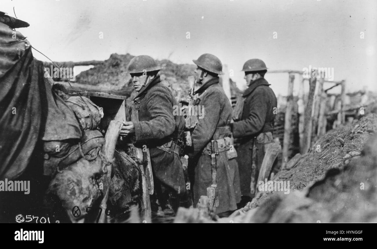 Les troupes d'infanterie américaine sur les lignes de front dans la section de Toul. France, 20 janvier 1918. Banque D'Images