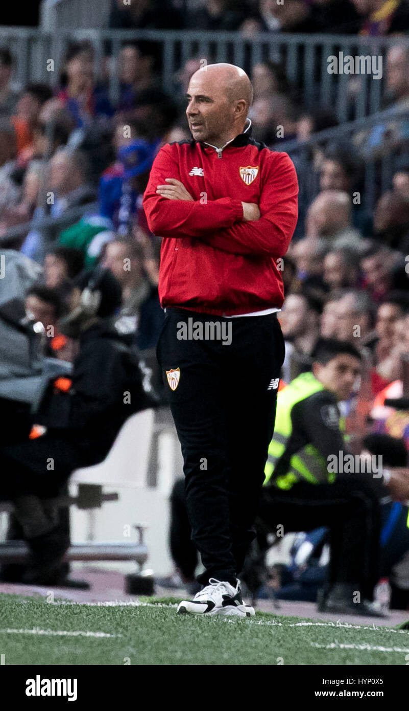 Camp Nou, Barcelona, Espagne. , . Jorge Sampaoli lors de la 30e journée de Ligue Santander au Camp Nou, Barcelona, Espagne. Photo : G. Loinaz/Alamy Live News Banque D'Images