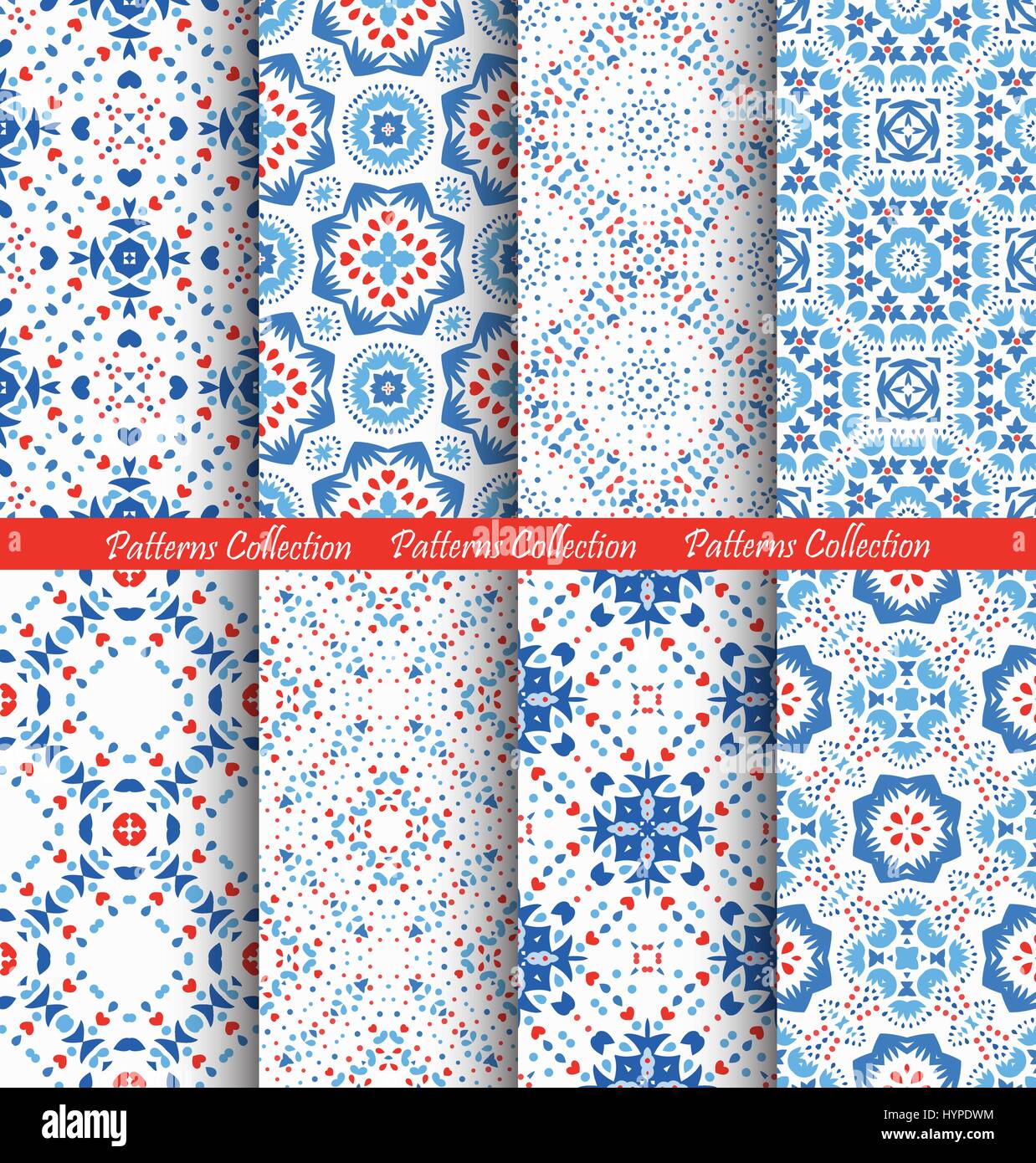 Motifs floraux bleus Horizons Boho Illustration de Vecteur