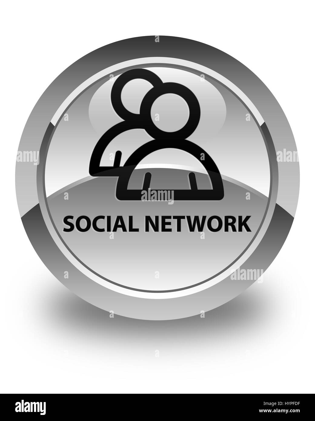 Réseau social (l'icône de groupe) isolé sur blanc brillant bouton rond abstract illustration Banque D'Images