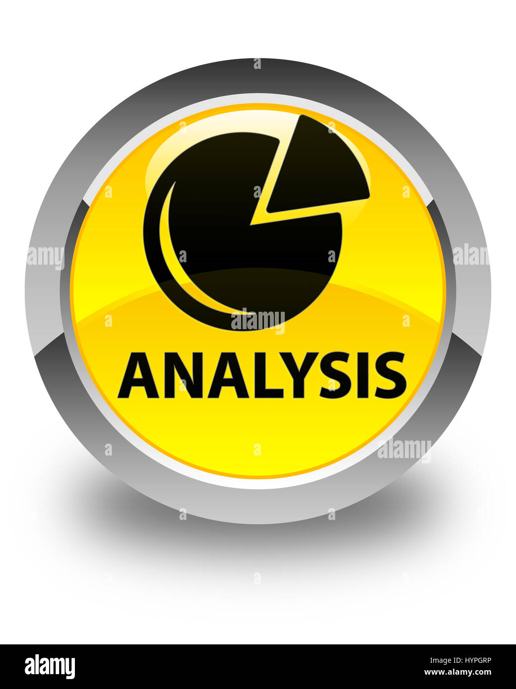 L'analyse (symbole graphique) isolé sur bouton rond jaune brillant abstract illustration Banque D'Images