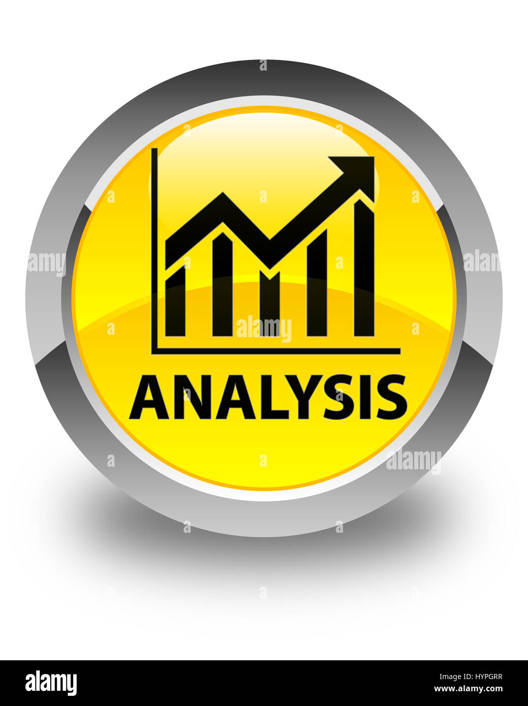 (Icône) Analyse statistique isolé sur jaune brillant bouton rond abstract illustration Banque D'Images