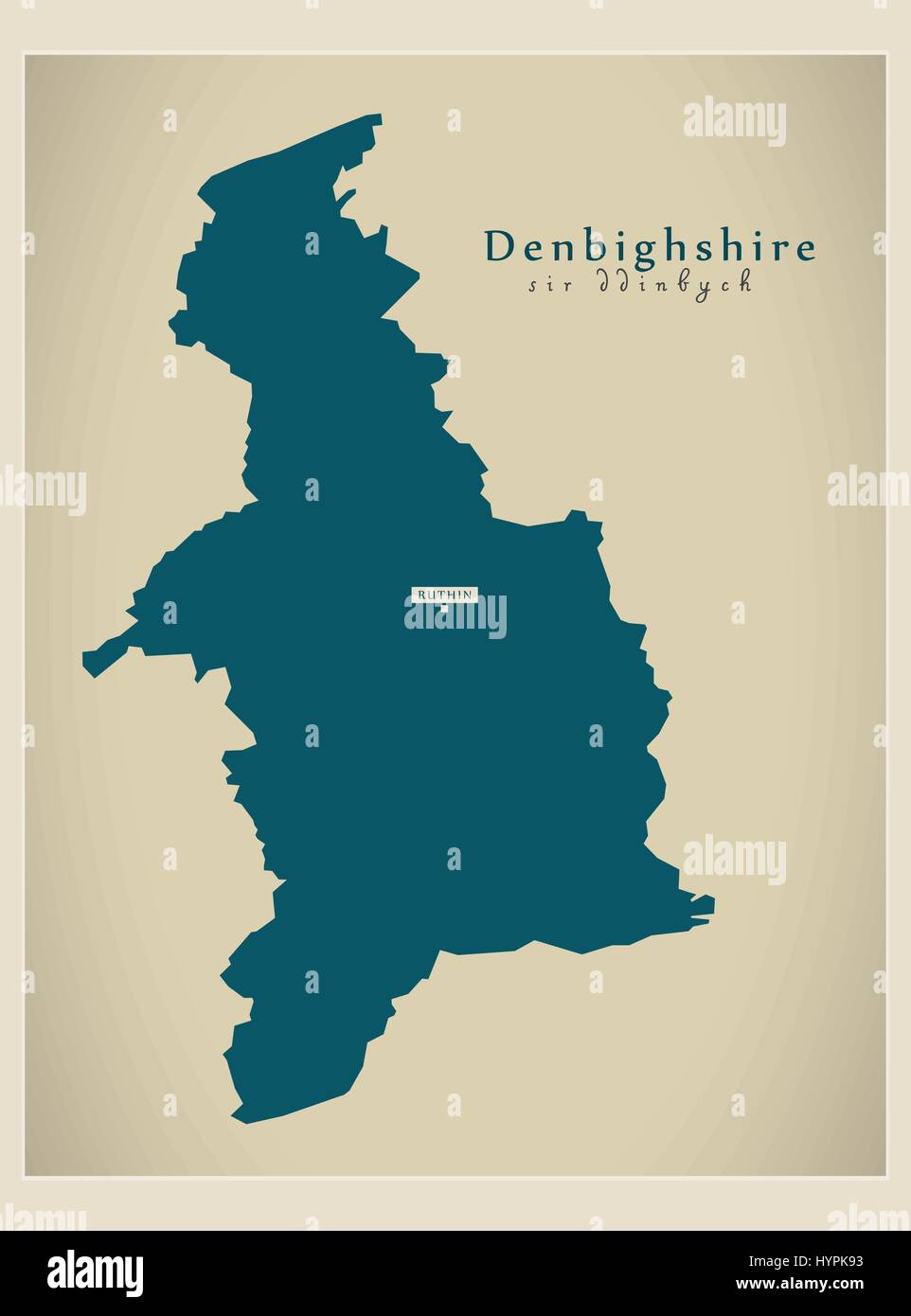 Carte moderne - Denbighshire Wales UK Illustration de Vecteur