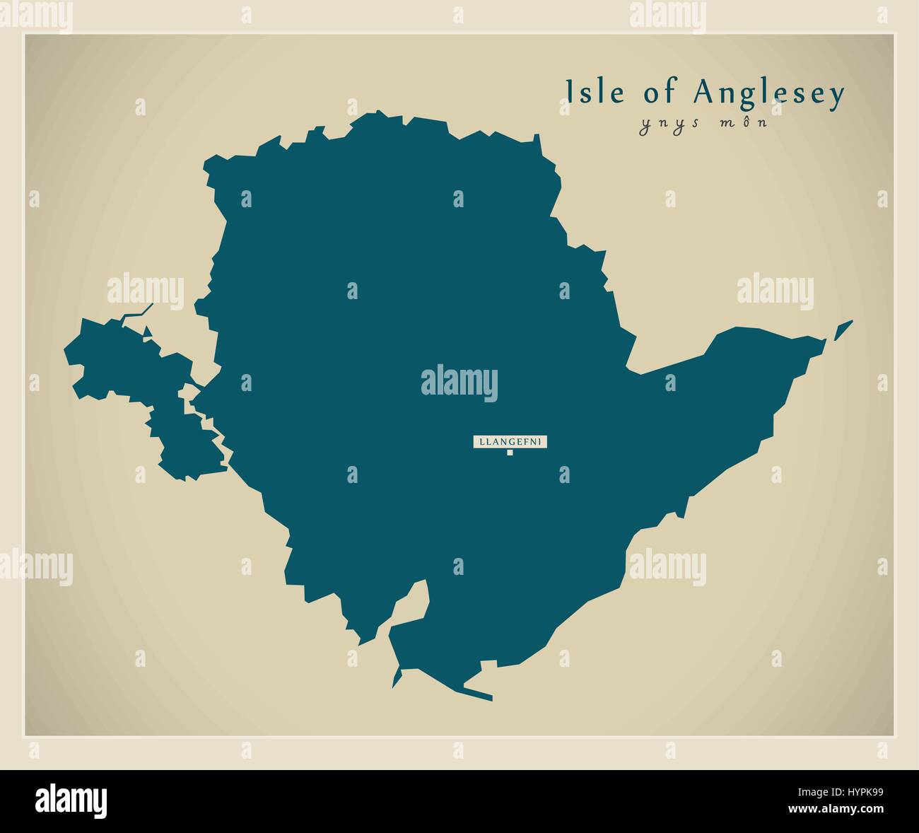 Carte moderne - ISLE OF ANGLESEY Pays de Galles UK Illustration de Vecteur