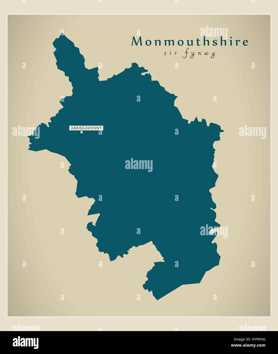 Carte moderne - Monmouthshire au Pays de Galles UK Illustration de Vecteur