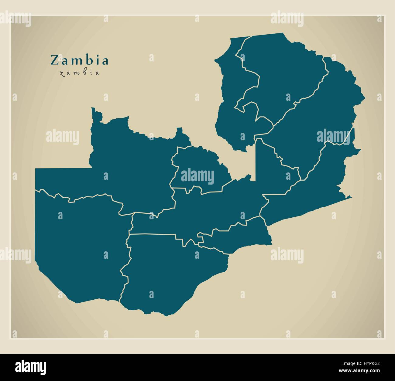 Carte moderne - avec les provinces de Zambie ZM Illustration de Vecteur