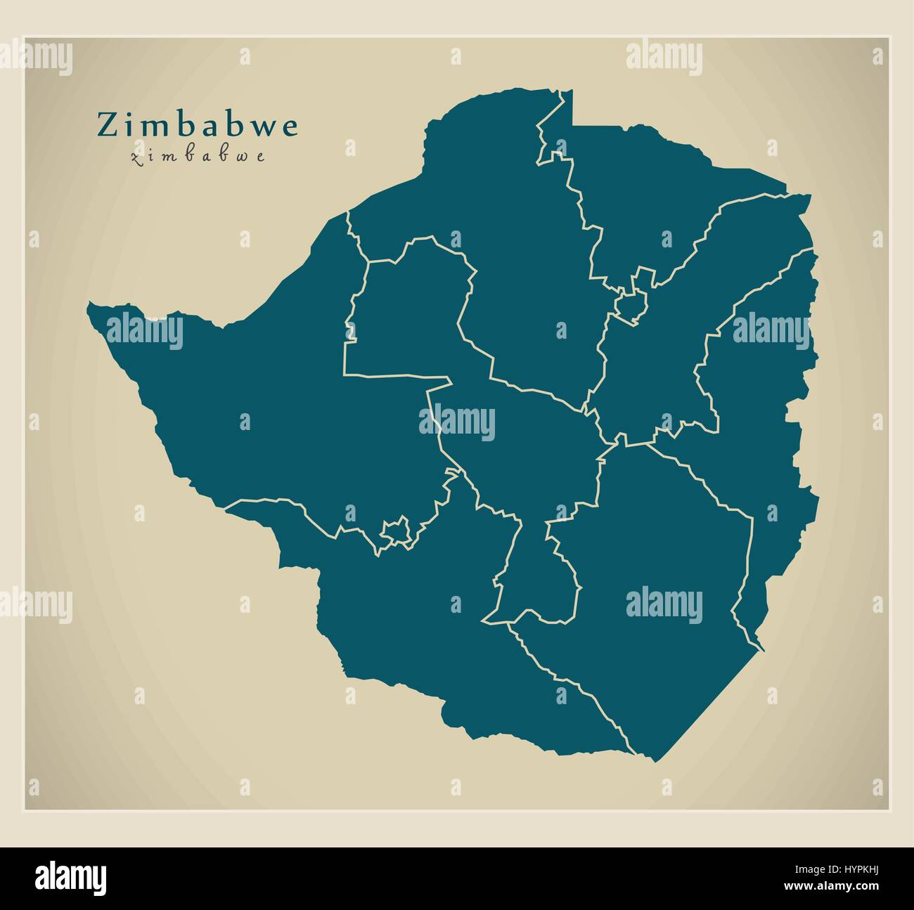 Carte moderne - avec les provinces du Zimbabwe ZW Illustration de Vecteur
