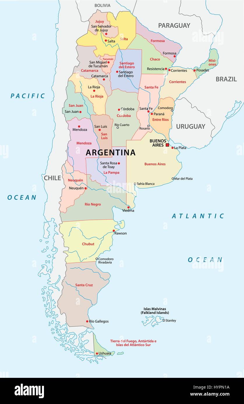 L'Argentine carte administrative Illustration de Vecteur