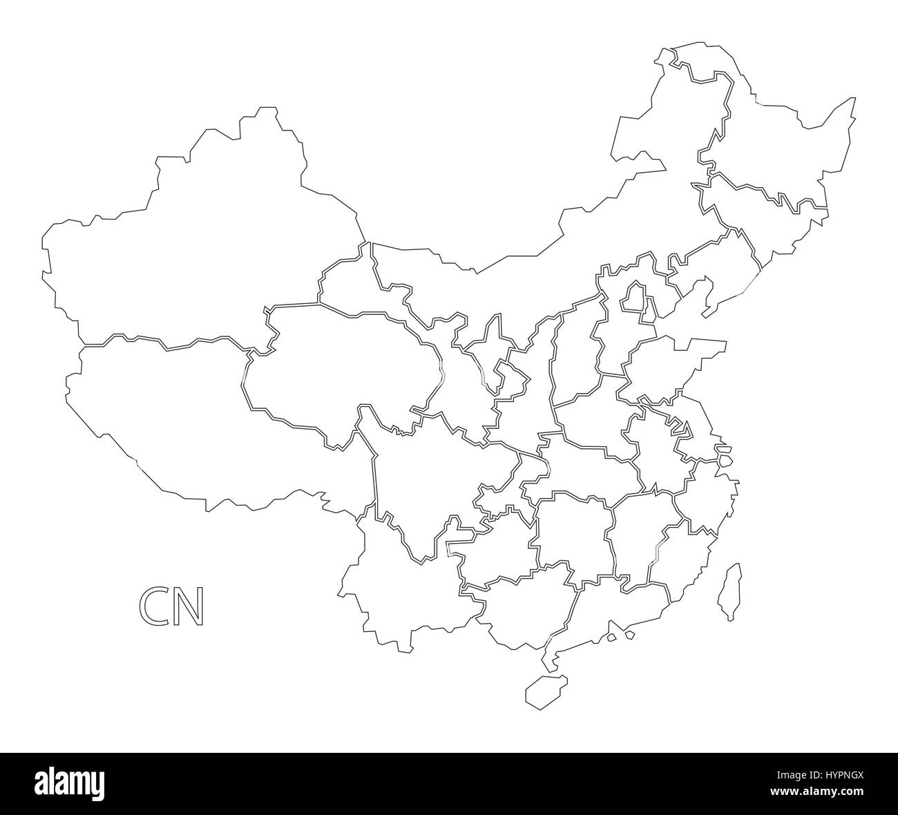 Chine contours silhouette site illustration avec les provinces Illustration de Vecteur