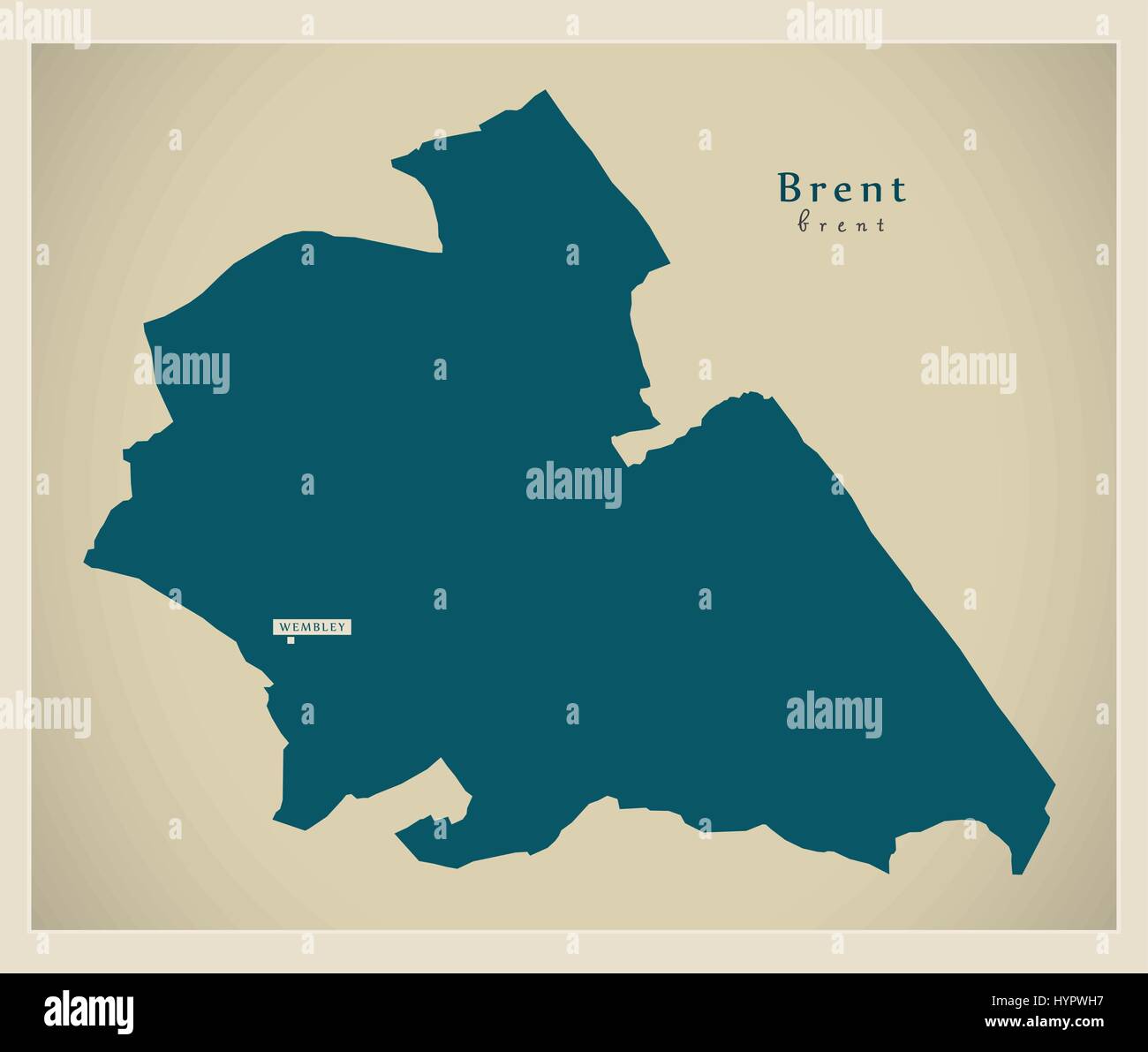 Carte moderne - Brent borough Grand Londres Royaume-Uni l'Angleterre Illustration de Vecteur