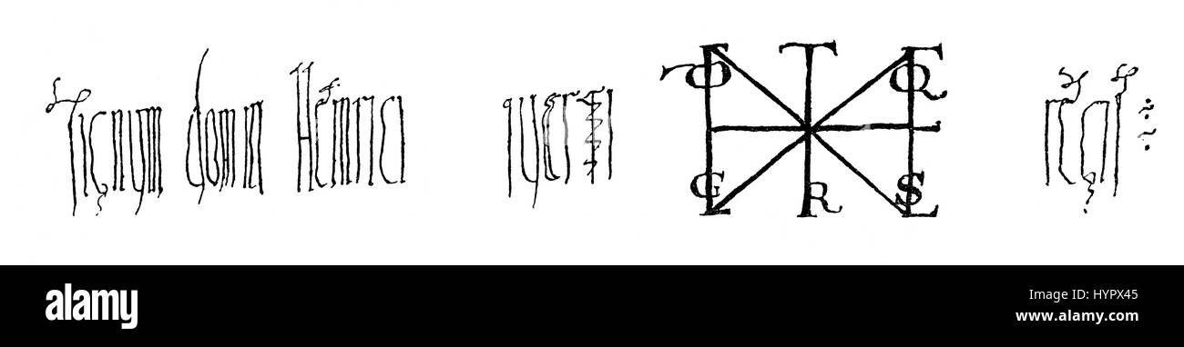 Télécopieur, signe d'Henry IV ou Heinrich IV, 1050-1106, Roi des Allemands Banque D'Images