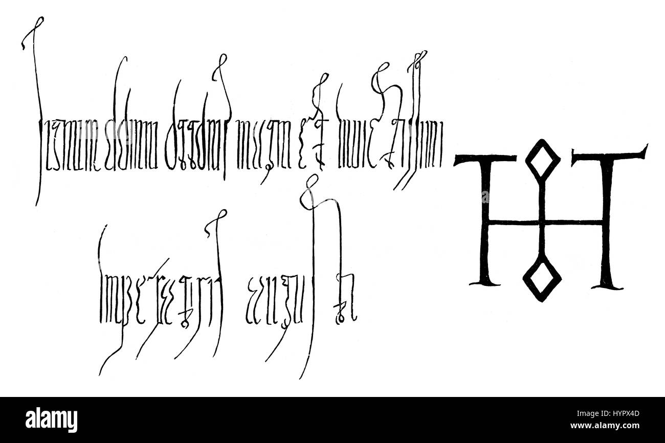 Télécopieur, signe d'Otton Ier, Otto I le Grand, Otto I. der Große, 912-973, Saint Empereur romain Banque D'Images
