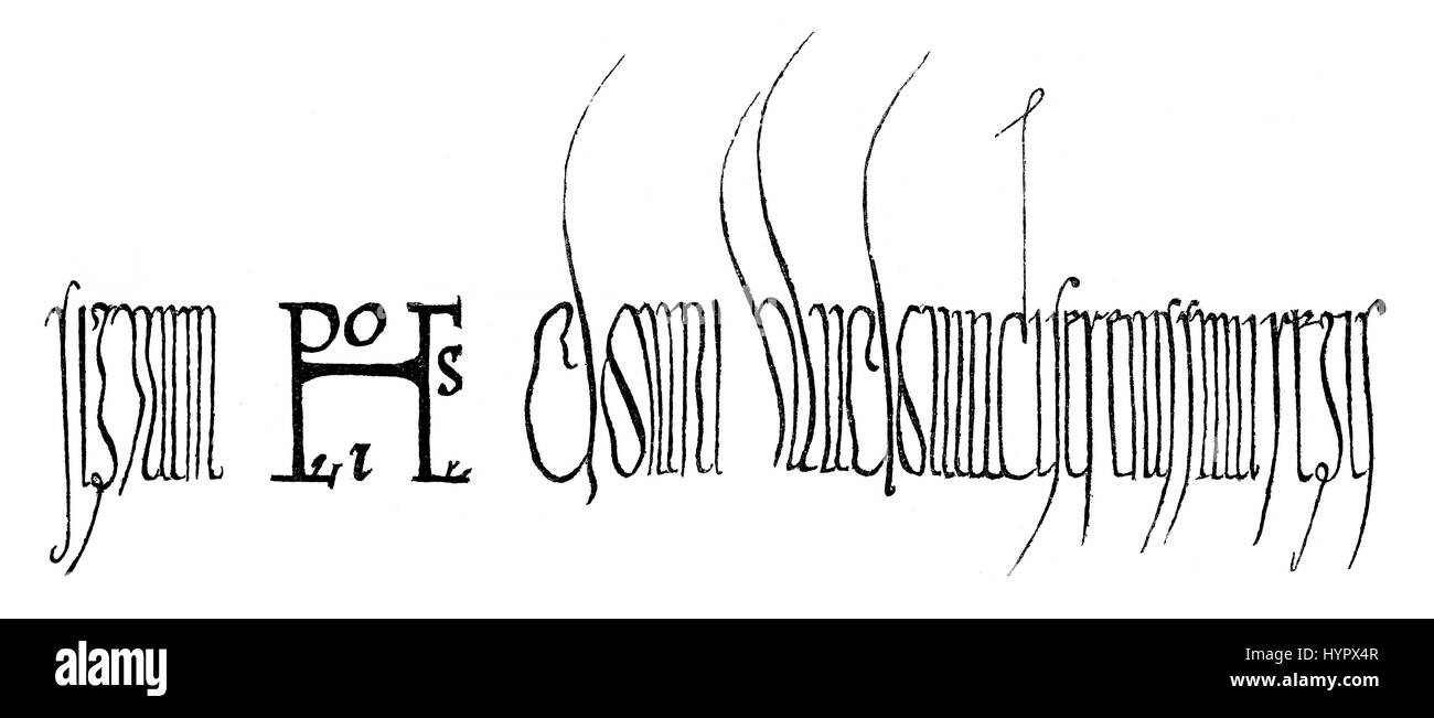 Télécopieur, signe de Louis ou Ludwig, Lewis l'allemand, Louis II, ch. 802-876, roi de Francie Orientale Banque D'Images