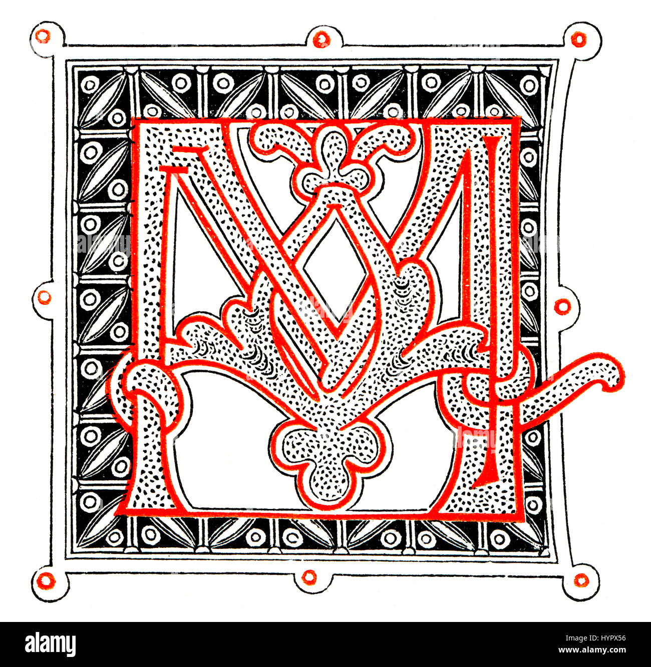 Des lettres ornées, initiales du 11e siècle Banque D'Images