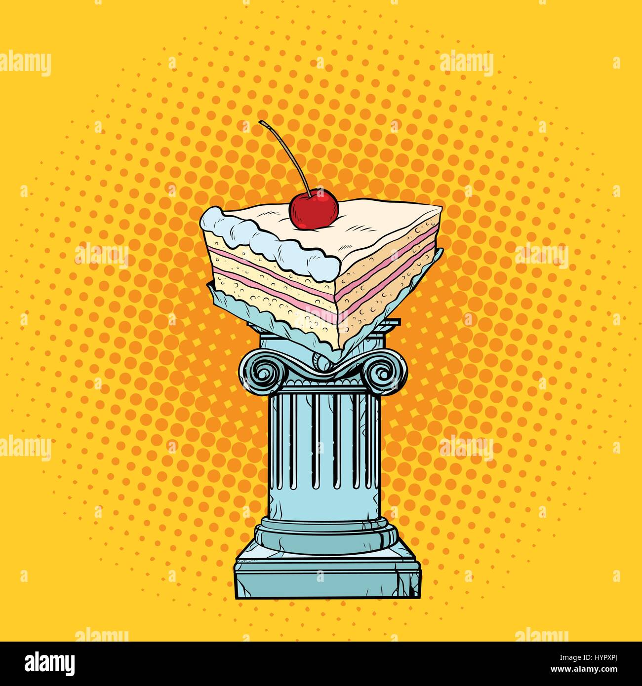 Cake aux cerises dans la colonne d'Antiquités Illustration de Vecteur