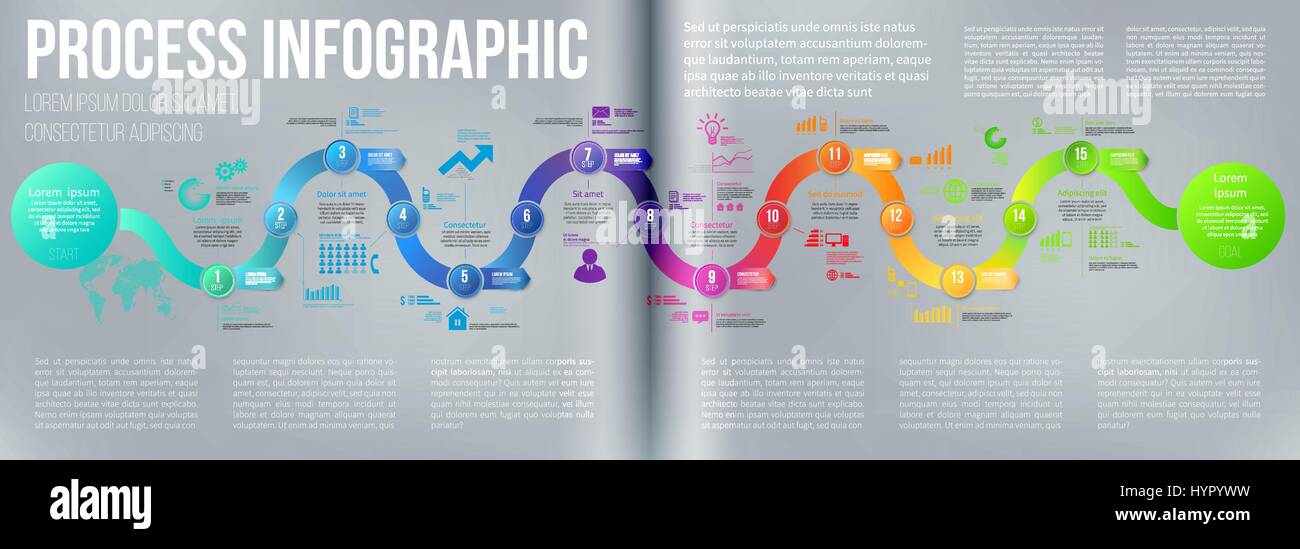 Flèche prend des cours d'Infographie chronologie modèle Illustration de Vecteur