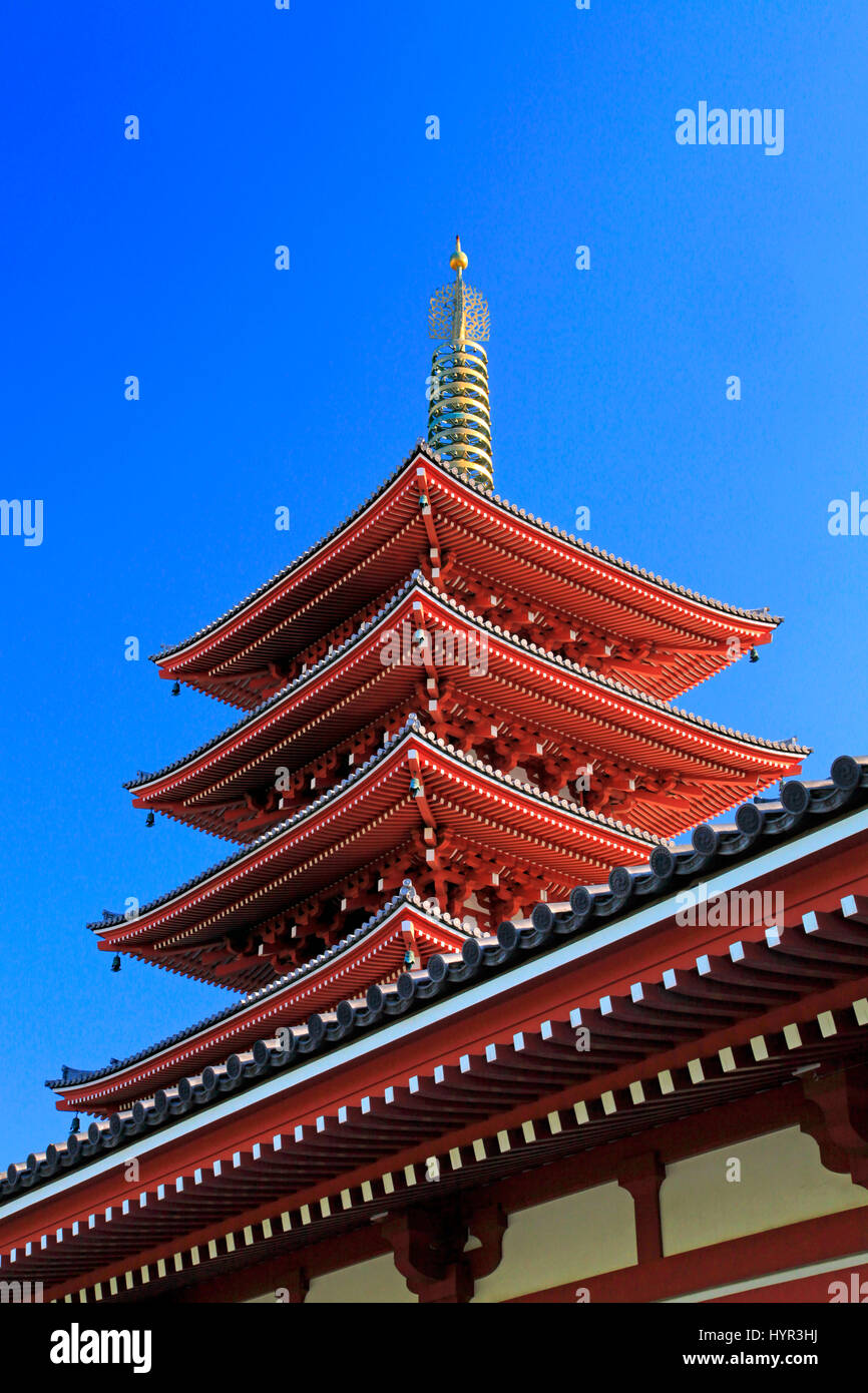 La pagode de cinq étages du temple Sensoji Asakusa Tokyo Japon Banque D'Images