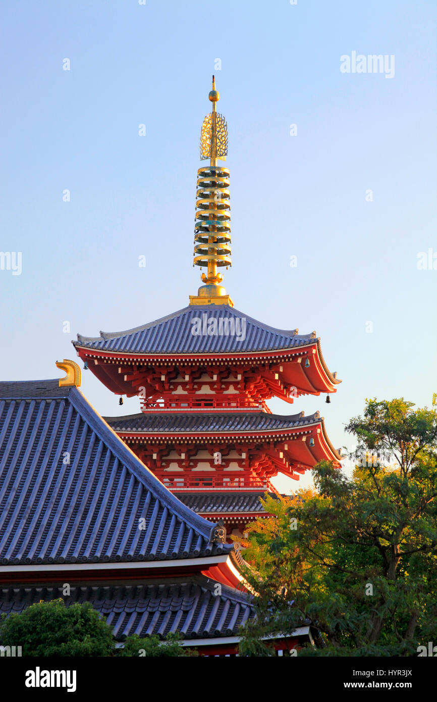 La pagode de cinq étages du temple Sensoji Asakusa Tokyo Japon Banque D'Images