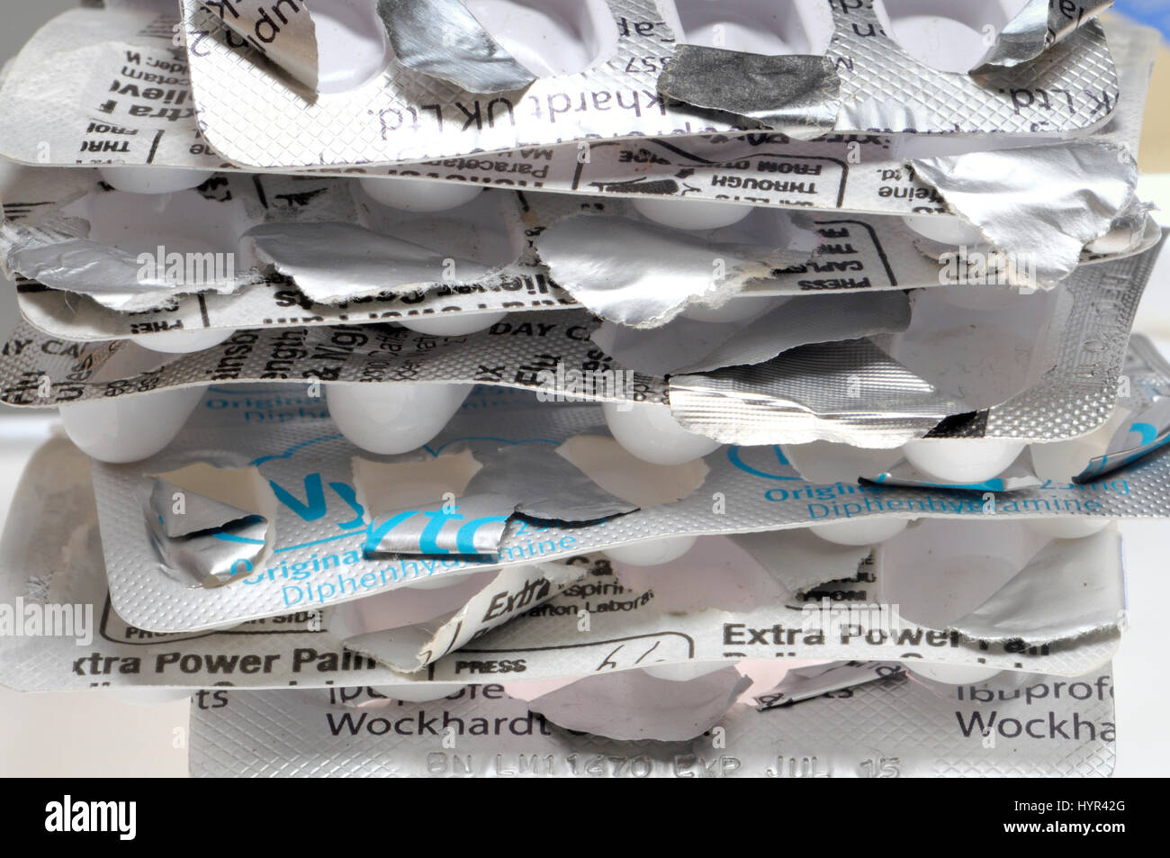 Blister vide les paquets pour des médicaments en vente libre Banque D'Images