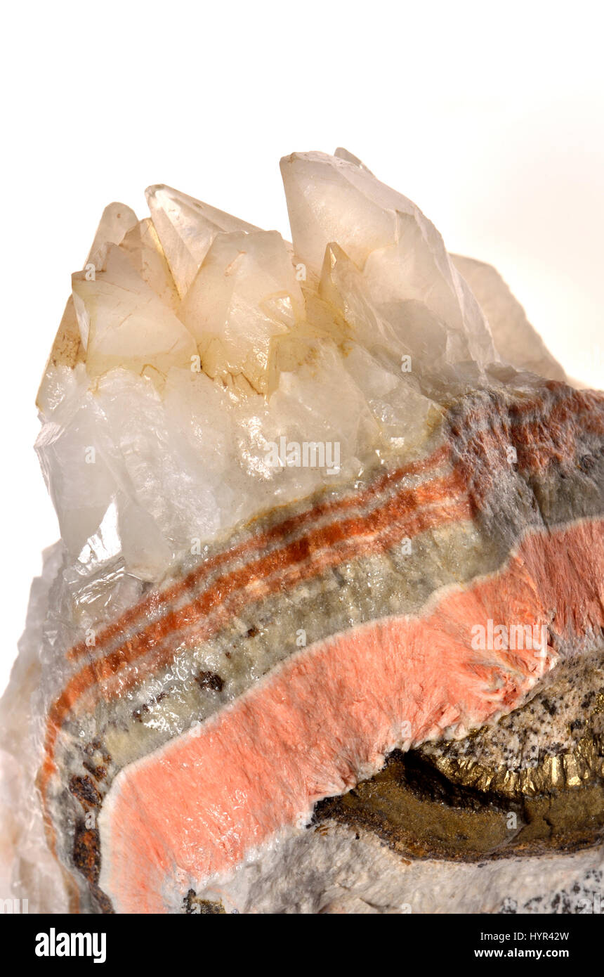 Dennis Jacobi bagués (Célestin) Sulfate de strontium, de sphalérite et de cristaux de calcite Banque D'Images