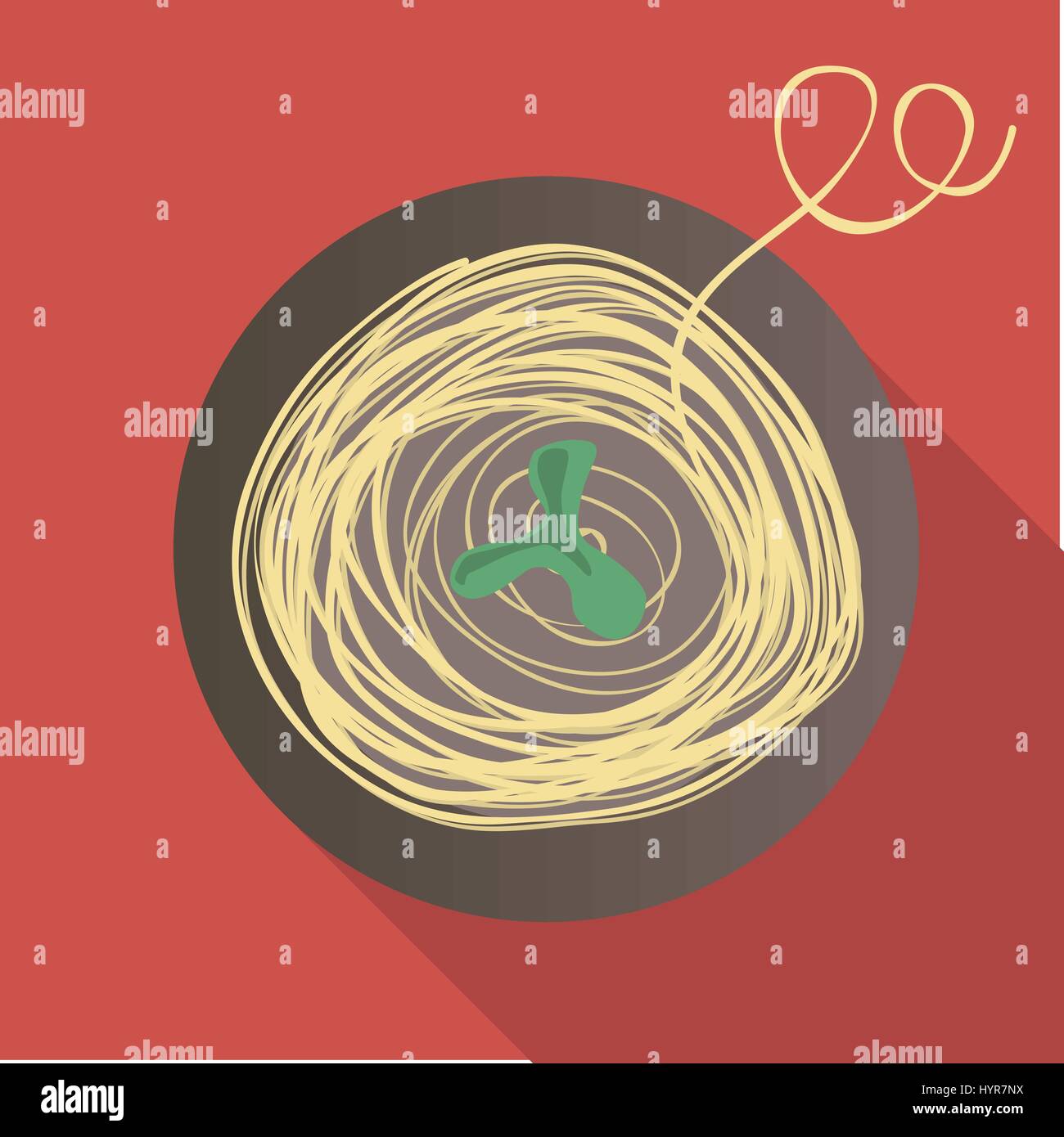 Vector illustration ombre portée de l'icône de spaghetti plat Illustration de Vecteur