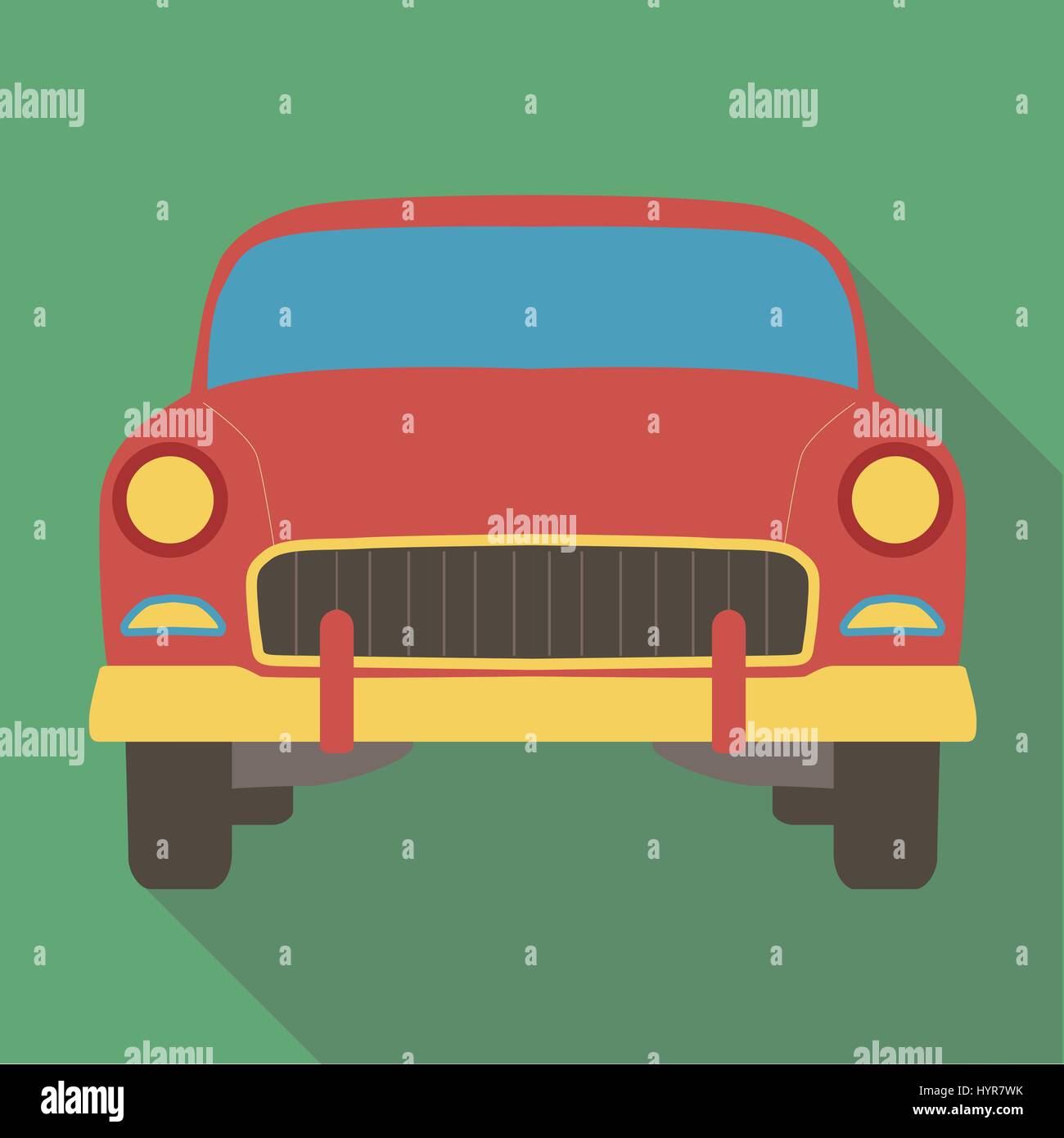 Ombre portée de l'illustration vectorielle télévision icône de voiture américaine classique Illustration de Vecteur