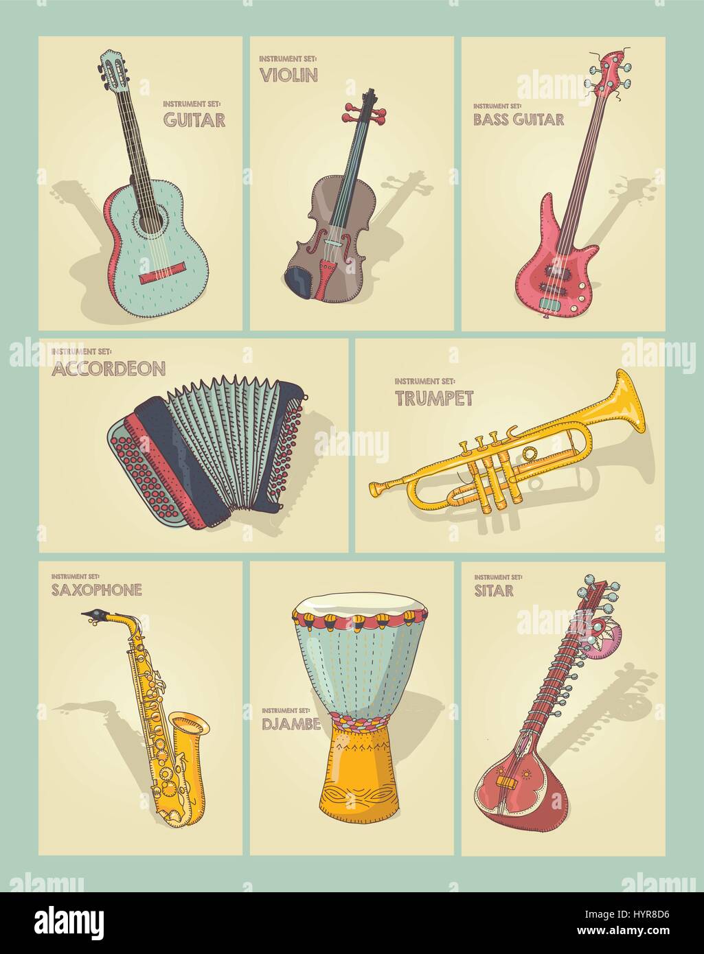 Dessin vectoriel illustration de divers instrument collection Illustration de Vecteur