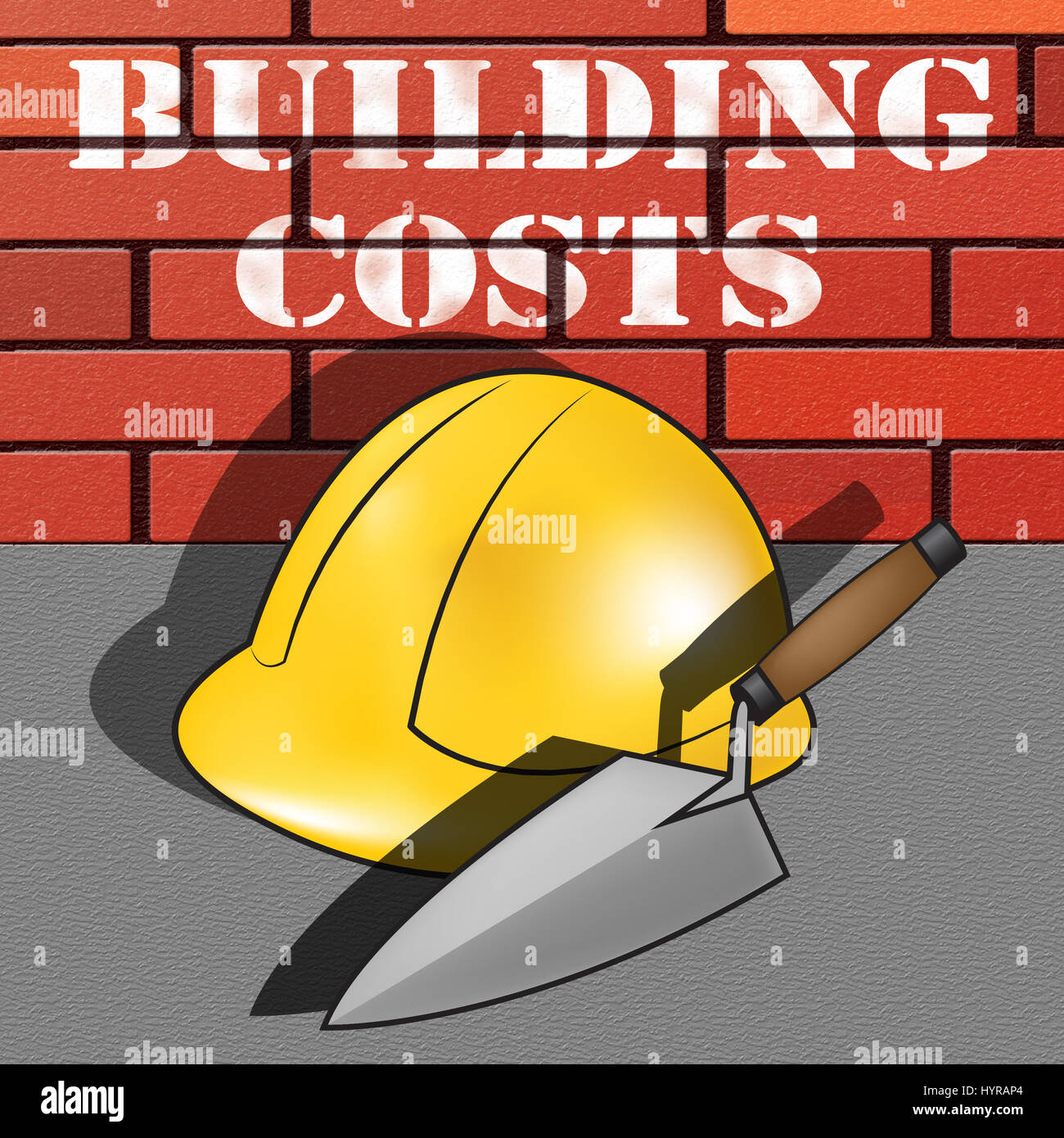 Les coûts de construction Builder Hat représente la construction d'une maison 3d illustration Banque D'Images