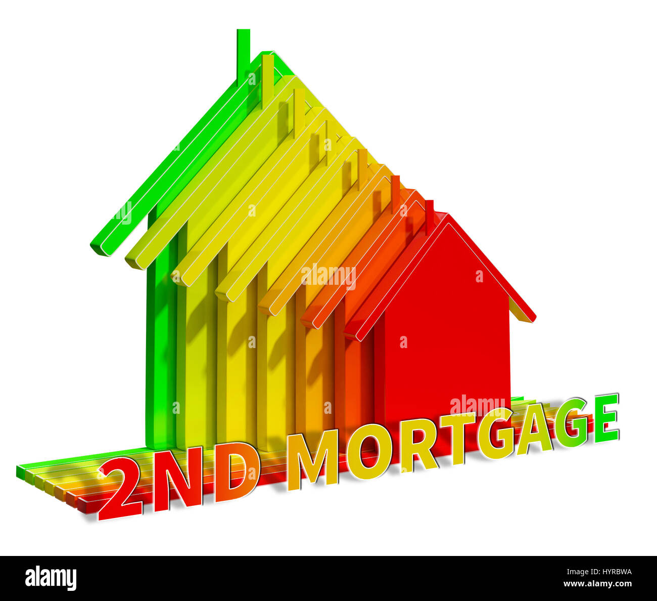 Deuxième hypothèque Eco House signifie Real Estate 3d illustration Banque D'Images