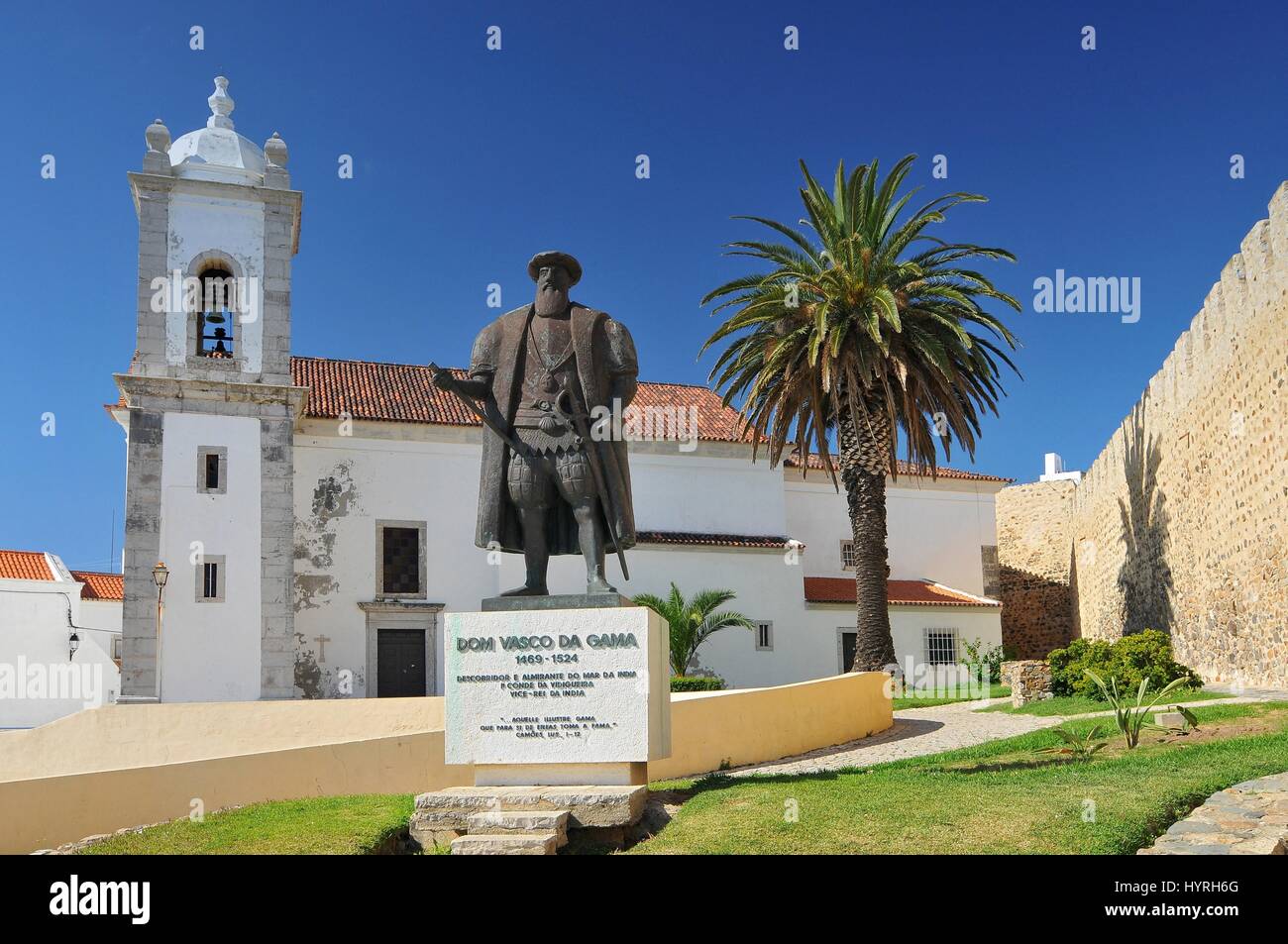 Le Portugal, Sines, statue de Dom Vasco da Gama Banque D'Images
