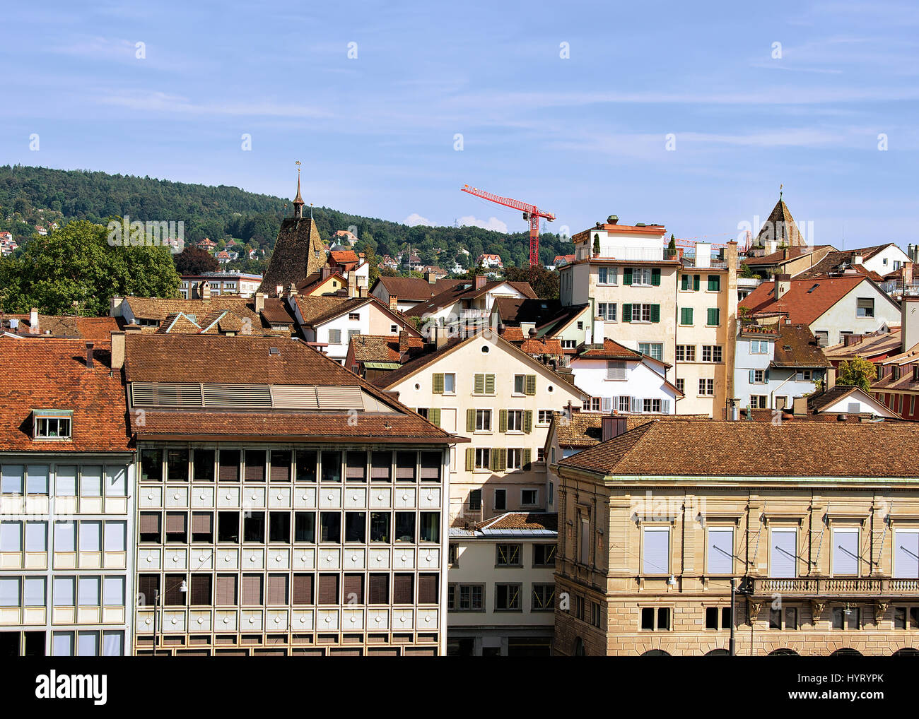 Toit de centre-ville de Zurich, Suisse. Vu de Niederdorf hill. Banque D'Images