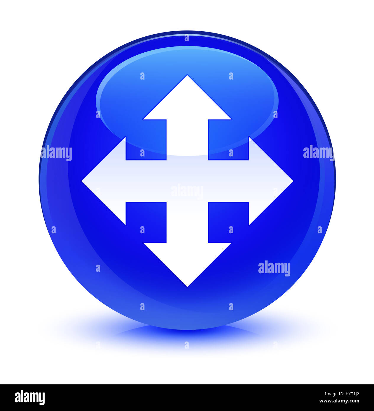 L'icône Déplacer isolé sur le bouton rond bleu vitreux abstract illustration Banque D'Images