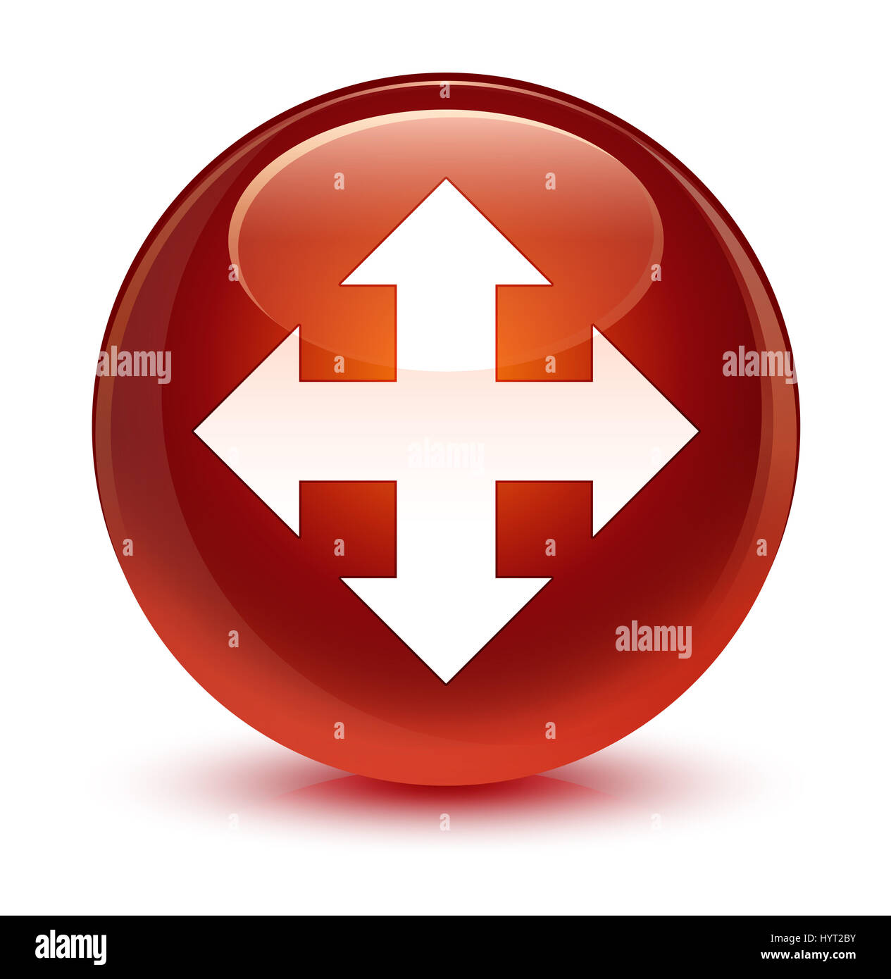 L'icône Déplacer isolé sur bouton rond marron vitreux abstract illustration Banque D'Images