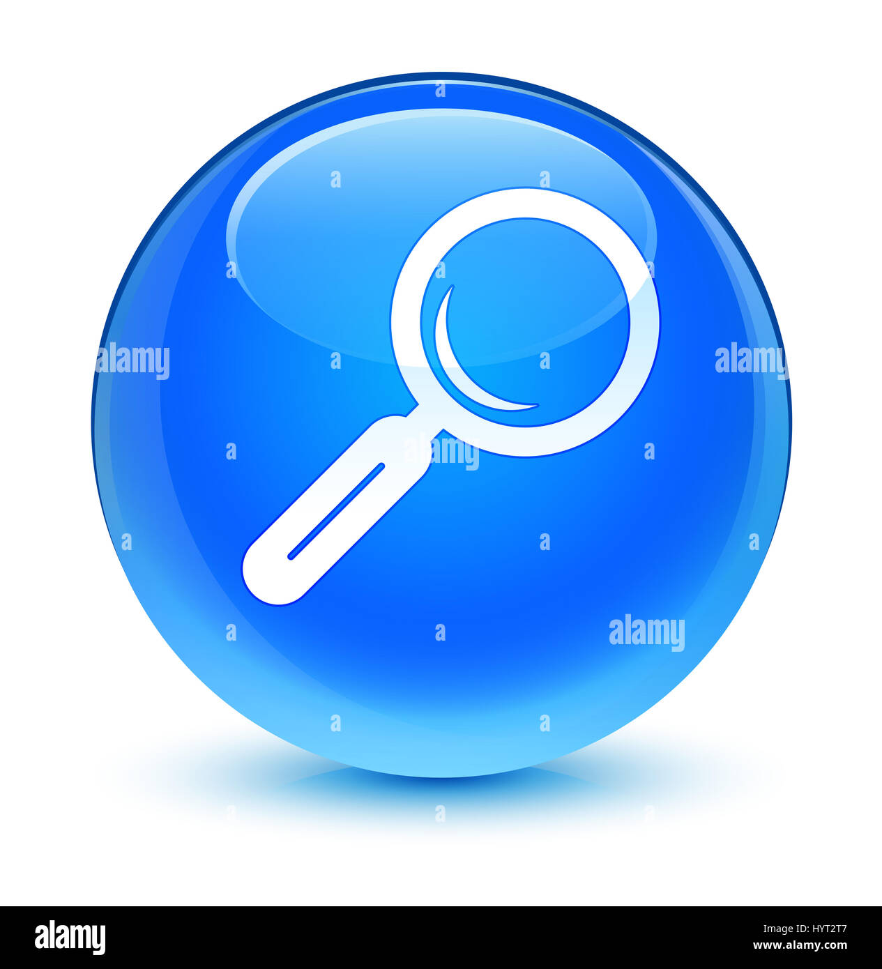L'icône en forme de loupe isolé sur le bouton rond bleu cyan vitreux  abstract illustration Photo Stock - Alamy