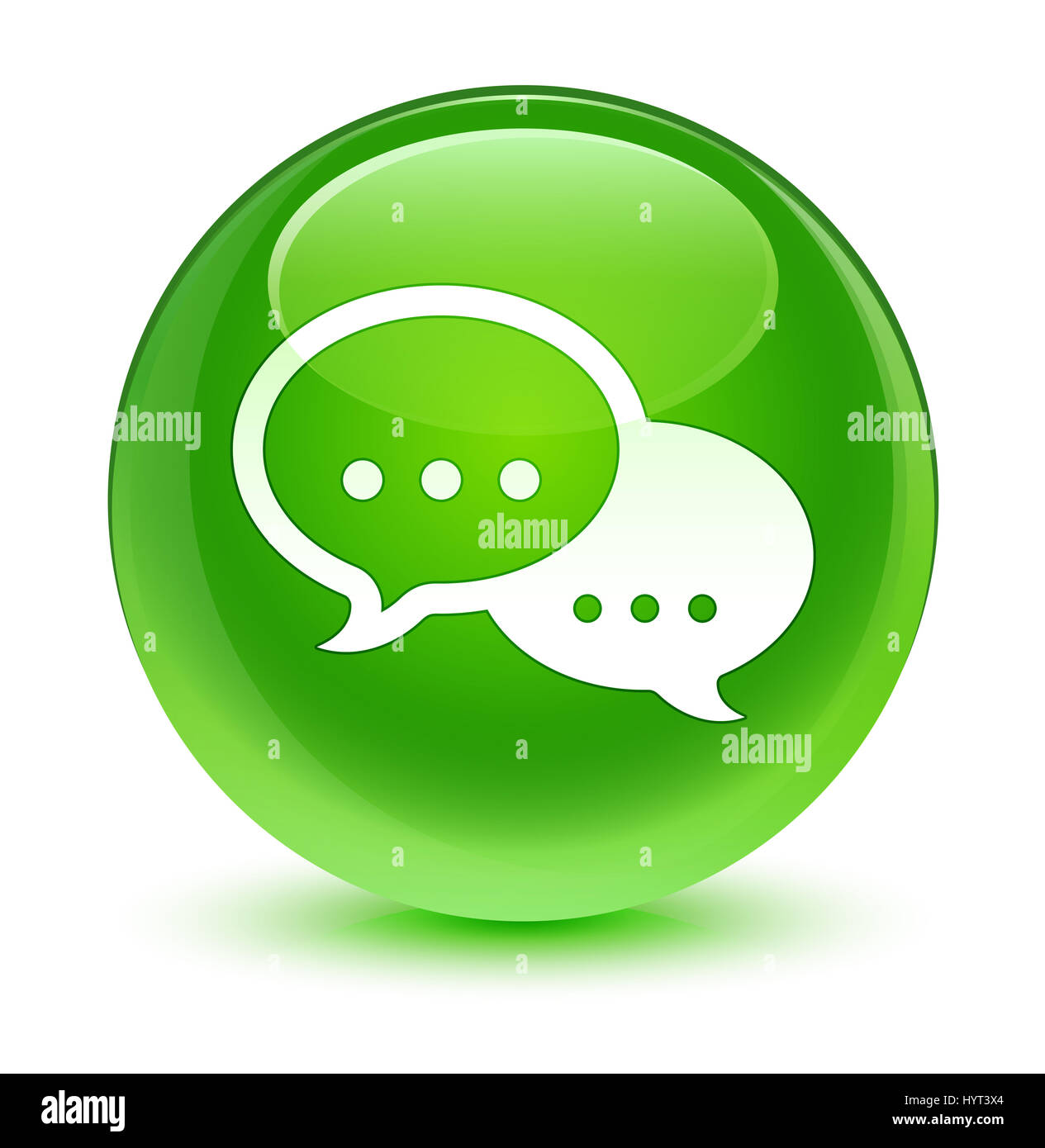 Bulle parler isolé sur l'icône bouton rond vert vitreux abstract illustration Banque D'Images