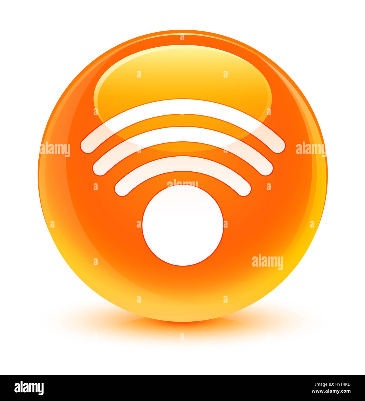Connexion Wi-Fi au réseau local isolé sur l'icône bouton rond orange vitreux abstract illustration Banque D'Images