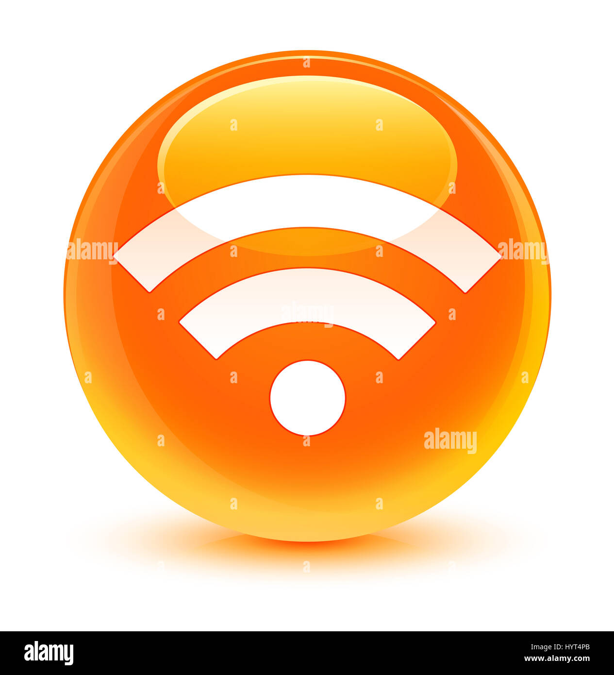 Connexion Wi-Fi au réseau local isolé sur l'icône bouton rond orange vitreux abstract illustration Banque D'Images