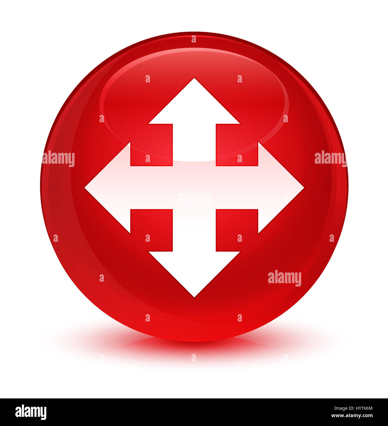L'icône Déplacer isolé sur le bouton rond rouge vitreux abstract illustration Banque D'Images