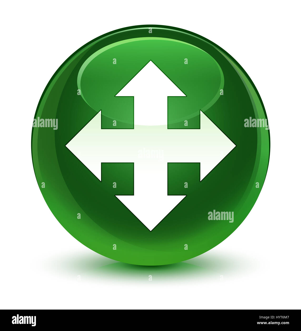 L'icône Déplacer isolé sur bouton rond vert tendre vitreux abstract illustration Banque D'Images